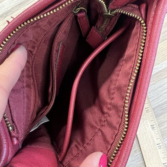 Frye and Co Handbag Crossbody Purse Maroon Vegan Leather - JL374 - Picture 5 of 9